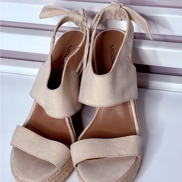 Moda Spana Espadrille Wedge Sandals – Neutral Beige -8.5 - Picture 1 of 3